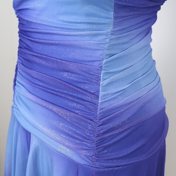 Le Chateau Blue and Purple Ruched Taylor Swift inspired Halter Dress - Picture 7 of 12